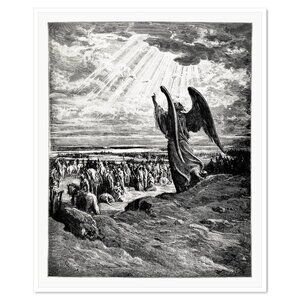 Gustave Dore An Angel Appears to the Israelites 11x15.5" 1953 Lithograph Print